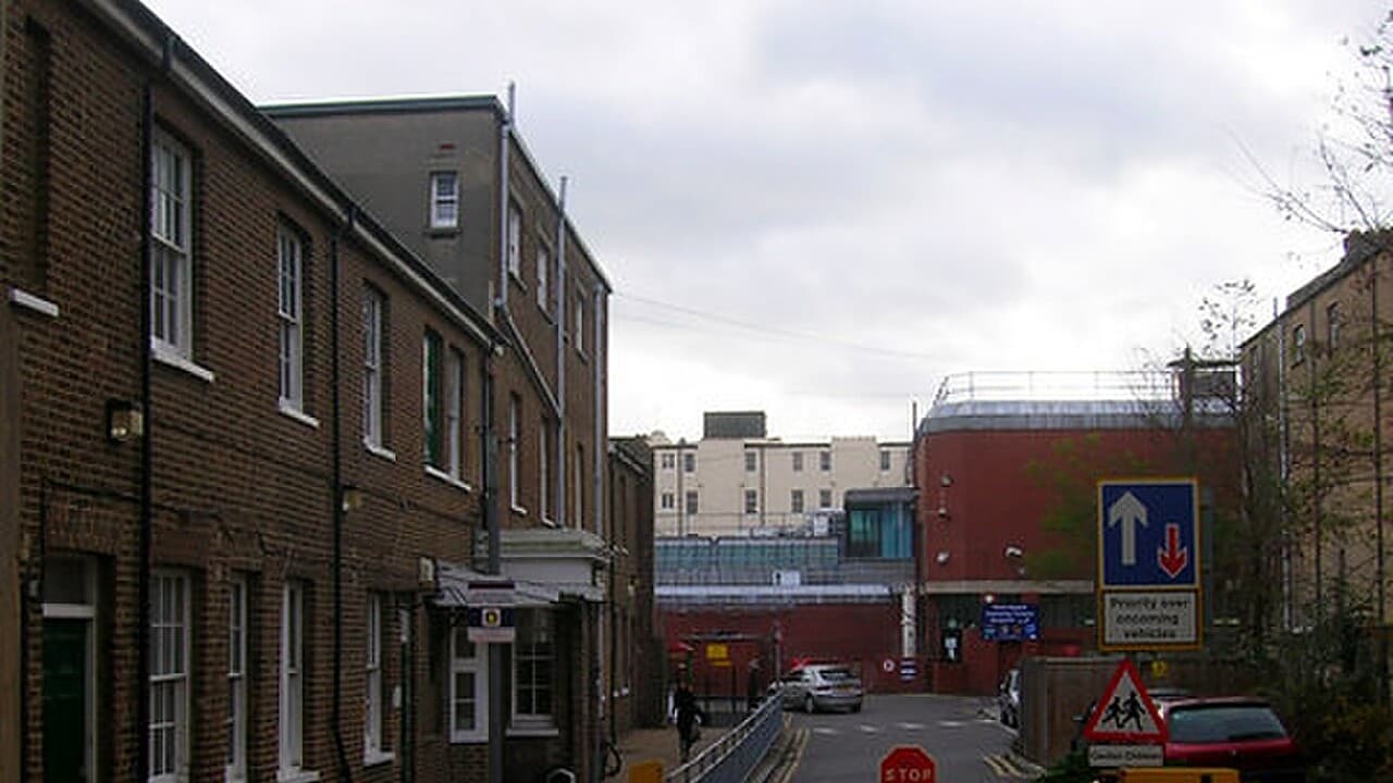 Barrack Yard in Brighton’s North Laine, looking along the brick Old Slipper Baths building towards the Prince Regent Swimming Complex, 21 November 2008.